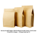 Brown Kraft Paper Flat Bottom Stand up Pouch 120x220+30mm 250g Pack of 25 Foil Liner