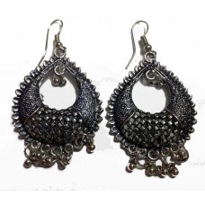 German Silver Oxidized Brass Dangle and Drop Tribal Design Earrings