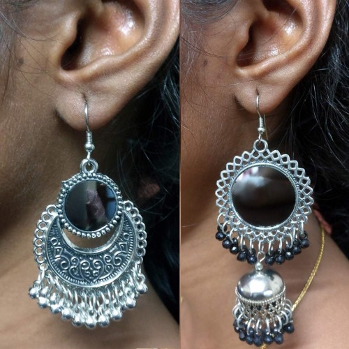 14k Gold Bead and Graduated Black Diamond Symmetrical Earrings - Q Evon