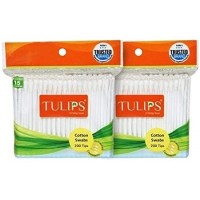 Tulips Cotton Swabs - 2 Packs - Each 100 Stems - 200 Tips - Ear Buds