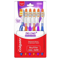 Colgate ZigZag Anti-Bacterial Toothbrush Medium 6 pcs