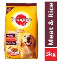 Pedigree Dry Dog Food - Meat & Rice, For Adult Dogs, 3 kg