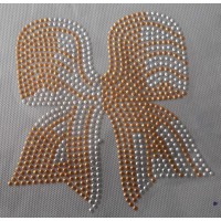 Neck Bow Tie Rhinestone Golden Stud Stickers Hotfix Iron on Clothes 