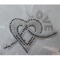 Heartin with Love Rhinestone Black stud Stickers Hotfix Iron on Clothes