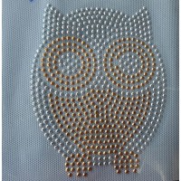 Owl Rhinestone Golden Stud Stickers Hotfix Iron on Clothes