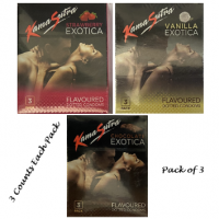 Kamasutra Dotted Condoms Strawberry Vanilla Chocolate Exotica 