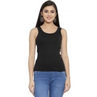 Tank Top Camisoles - Black - Stretchable Free Size - Plain Sando